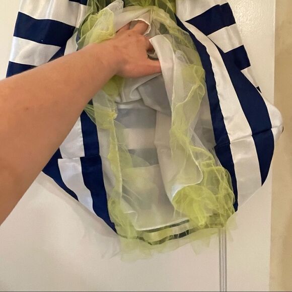 Nanette girl spring dressy fancy party dress size 6x navy white stripes flower - Picture 2 of 13